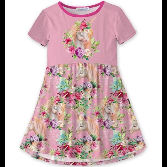 🦄 Pink Floral Unicorn A-line Dress 🦄